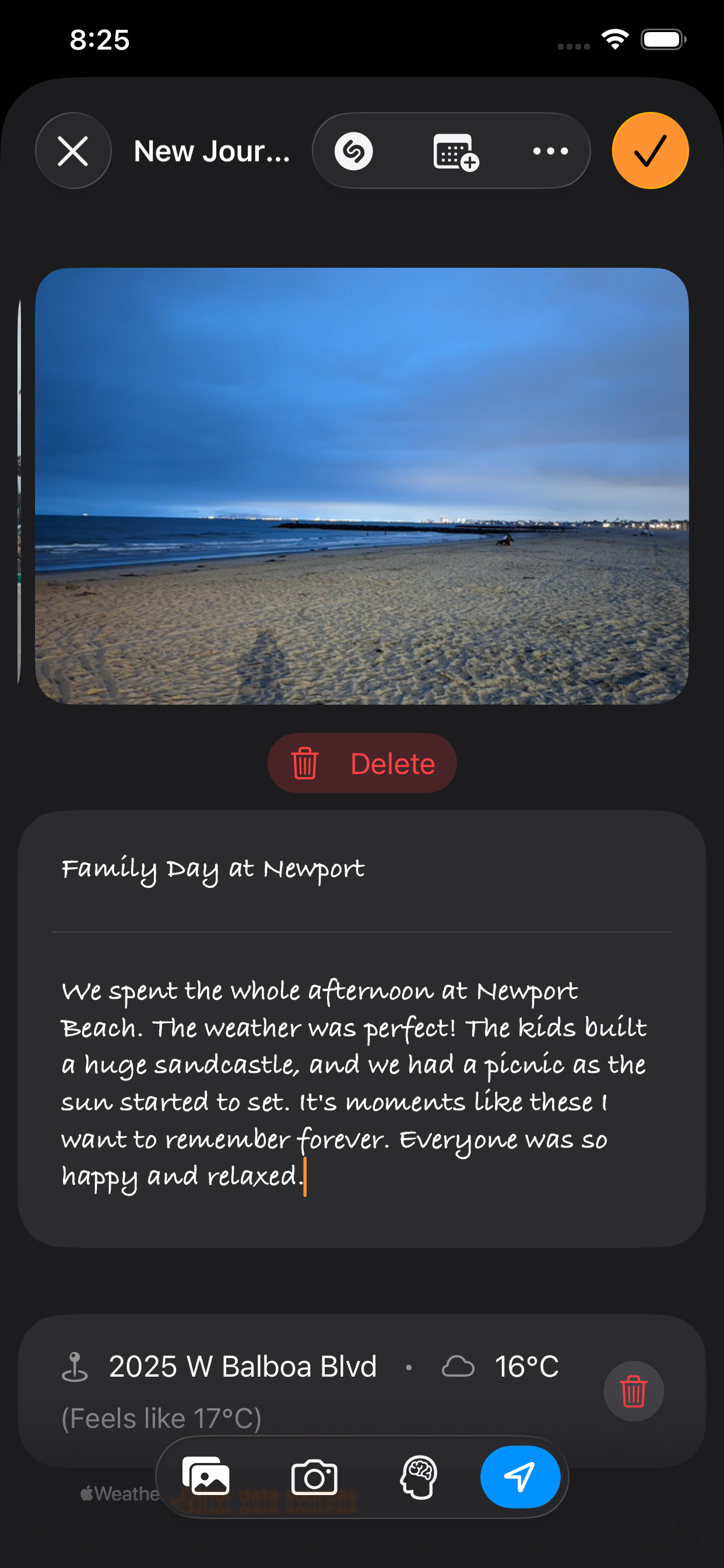 Preview of Journal 4U iPhone app.